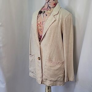 BLACK TAPE_ Linen Rayon Blend Lightweight Blazer 2 Double Button Coat